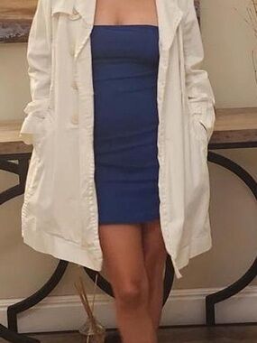 Zara blue/navy denim like body tube dress mini length